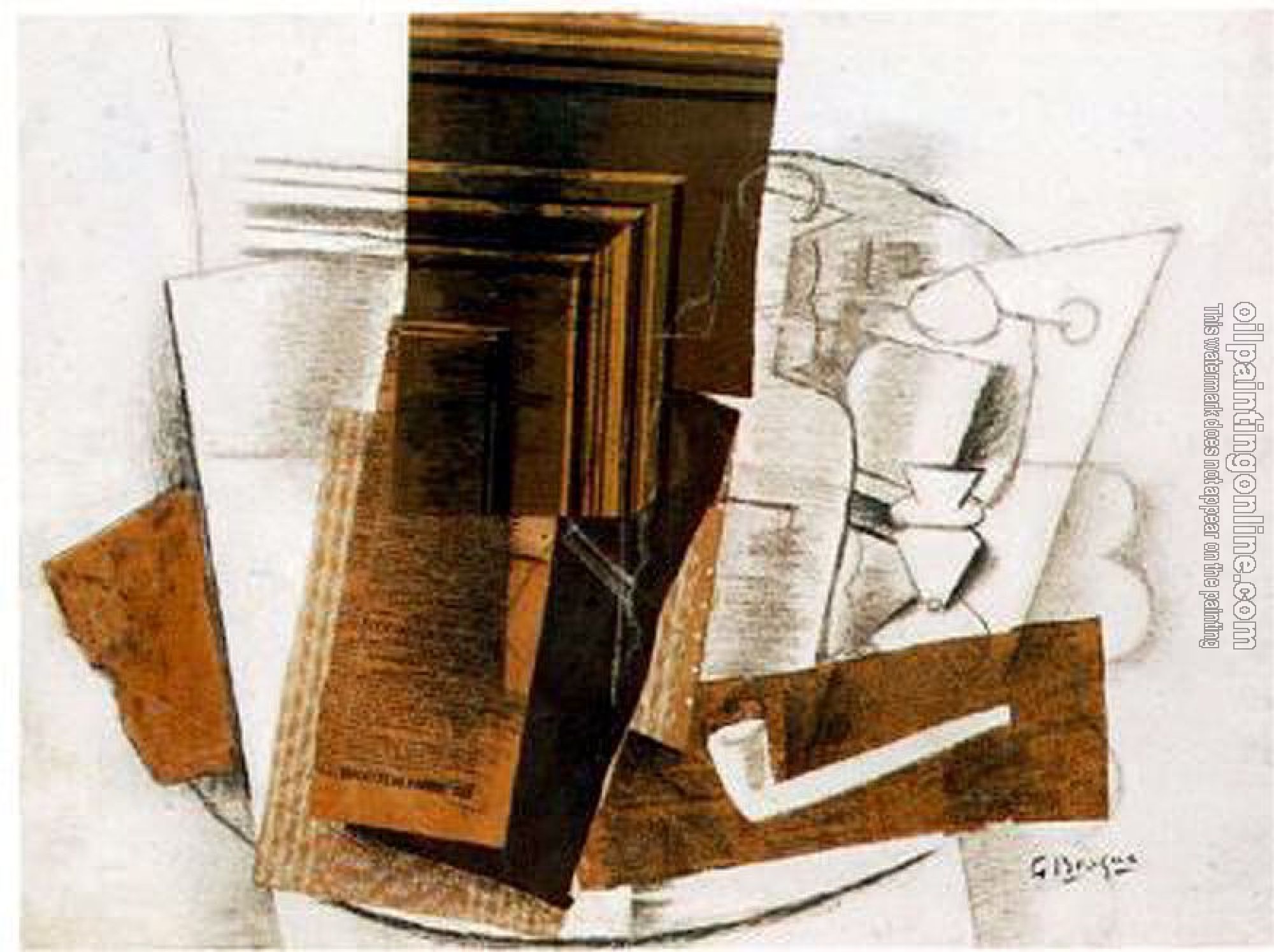 Georges Braque - Bottle, Newspaper, Pipe, and Glass